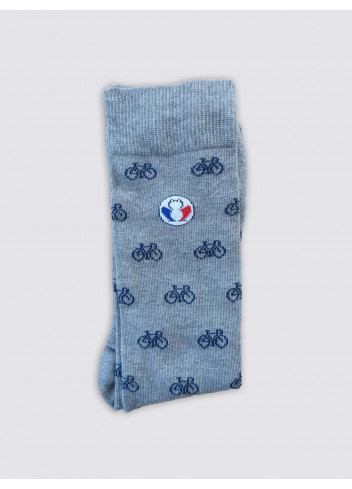 Bicycle socks made in France - Tranquille Émile - Grey