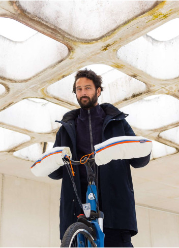 Manchons vélo fourrés imperméables - TDG - Blanc