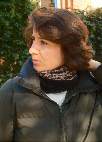 Leopard Fleece Neck Warmer - Cairn