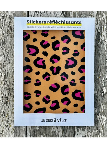 Reflective stickers - JE SUIS A VELO - Léopard rose