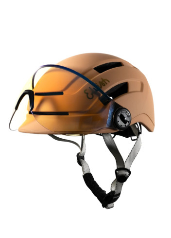 Helmet with visor, LEDs, and winter kit - Elvish - Peach