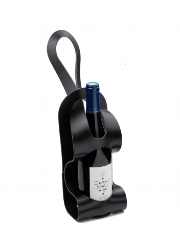 Leather wine bottle holder - La bouclée