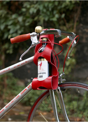 Porte-bouteille vélo de vin en cuir - La bouclée